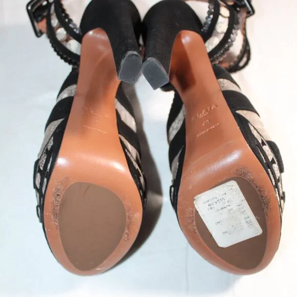 Alaia Paris Black Cut Out Ankle Strap Heels Platform Sandals 40 - Picture 5 of 6